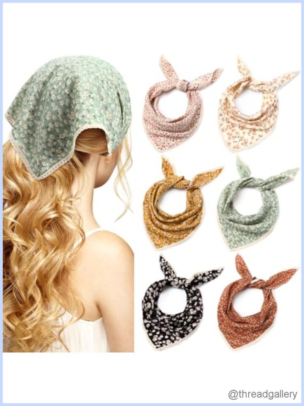 Floral Chiffon Hair Bandanas Triangle Head Kerchief Ties